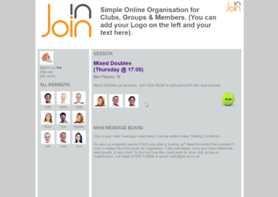 Example of Join-In Club membership software showing tennis mixed doubles